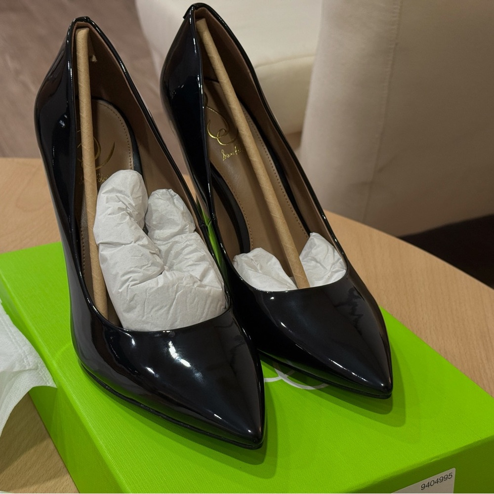 Sam Edelman Black Patent Pointed-Toe Stiletto Pumps - Picture 2 of 6